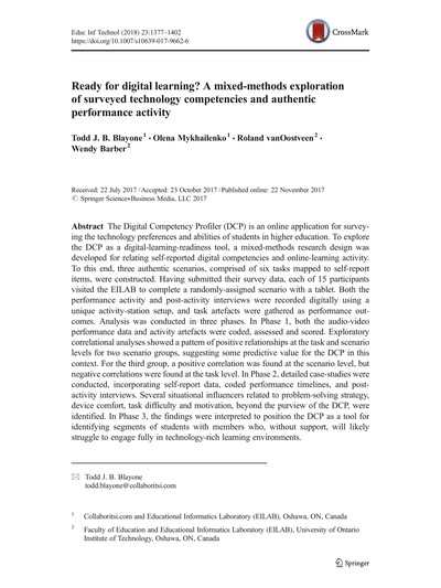 Thumbnail for Ready for Digital Learning? A Mixed-Methods Exploration of Surveyed Technology Competencies and Authentic Performance Activity