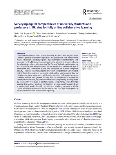 Thumbnail for Surveying digital competencies of university students and professors in Ukraine for fully online collaborative learning