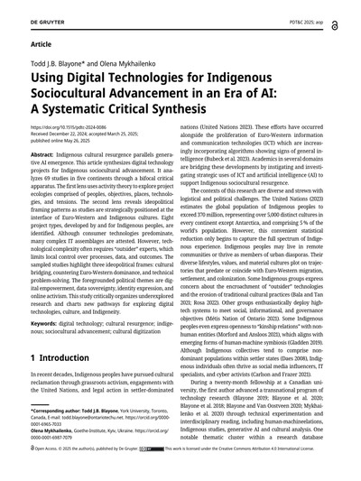 Thumbnail for Using digital technologies for Indigenous sociocultural advancement in an era of AI: A systematic critical synthesis